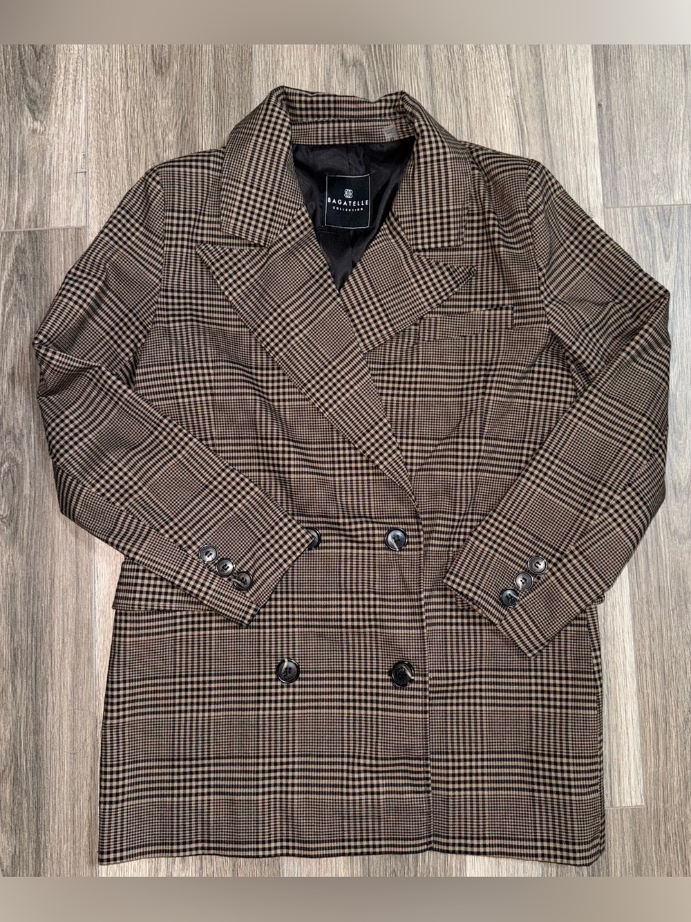 Bagatelle Houndstooth Plaid Double Breasted Jacket Size Medium